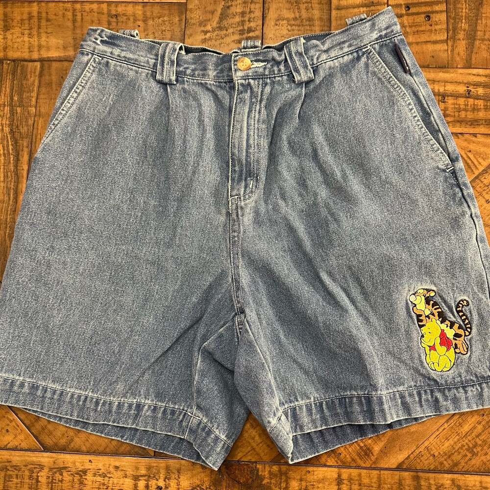 Vintage Disney Winnie the Pooh & Tigger Embroidered Denim Shorts Cottagecore